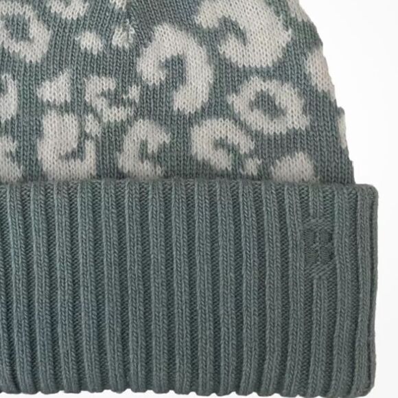 NWT SWEATY BETTY ANIMAL JACQUARD BEANIE IN BLUE LEOPARD PAINT JACQUARD - Picture 4 of 8